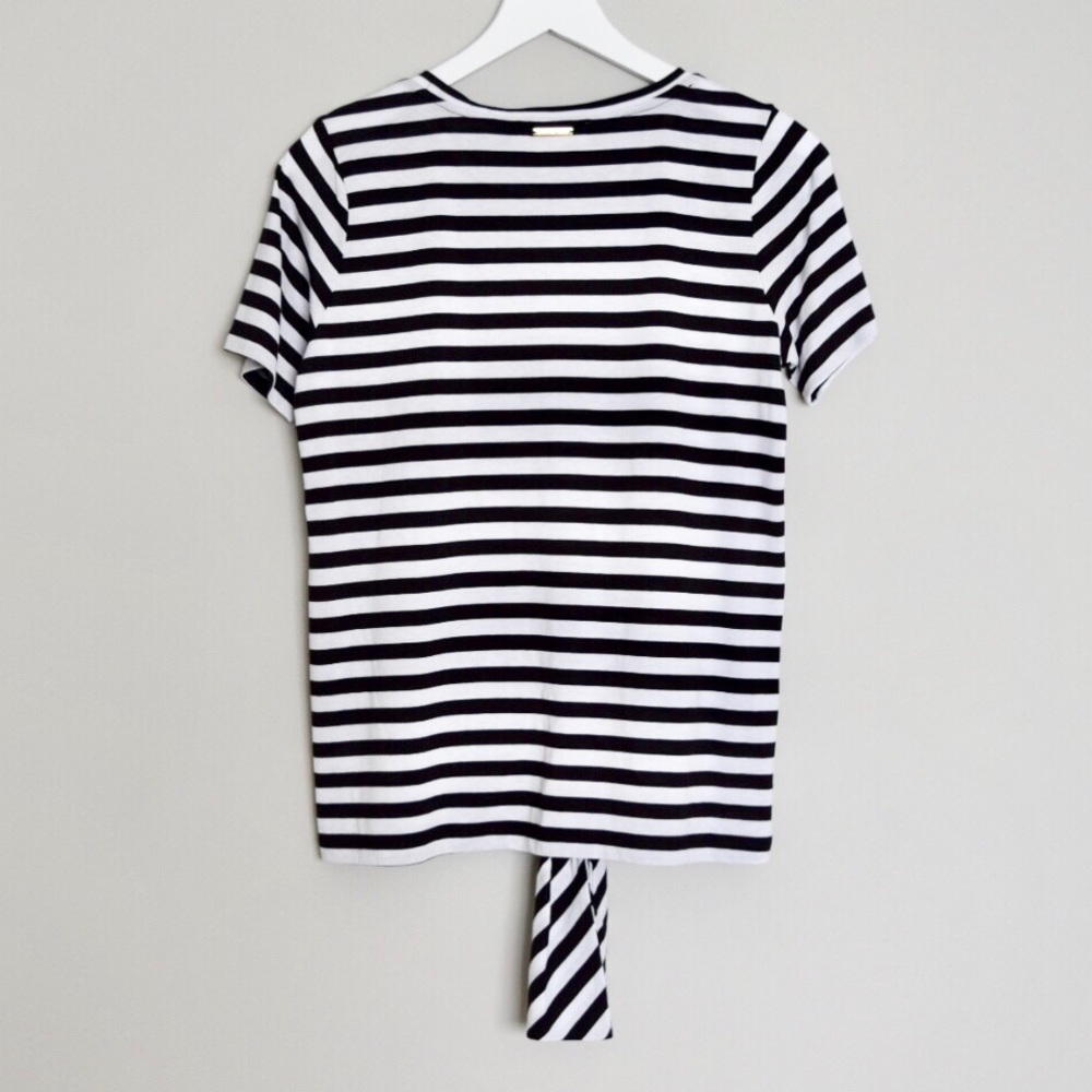 Michael Kors Black & White Striped Tee w/ Tie-Hem - Picture 4 of 7